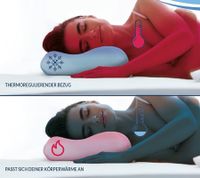 Thermoregulating SCHLAFMEISTER Bat Pillow, Head and Neck Support Pillow, OEKO-TEX Certified, Allergy-Friendly Pillow, 60x30x10cm, White