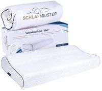 Thermoregulating SCHLAFMEISTER Bat Pillow, Head and Neck Support Pillow, OEKO-TEX Certified, Allergy-Friendly Pillow, 60x30x10cm, White