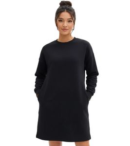Robe pull à manches longues pour femme, imprimé grand format au dos, en coton noir (réf. 908102)