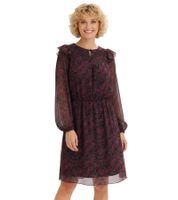 Damen Jeresy-Kleid mit dezenten Rüschen-Details Langarm-Kleid Freizeit-Kleid 954404 Rot/Grün/schwarz