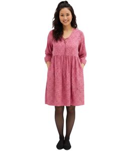 Robe tunique fluide en viscose pour femme, robe décontractée, manches 3/4, rose, 905511