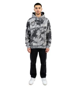 Sweat à capuche homme décontracté, imprimé tie-dye tendance et coupe ample 19112 Anthracite