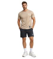 Ensemble de sport 2 pièces ON THAT ASS Bolt pour homme, tenue de gym avec t-shirt et short, coloris camel/noir