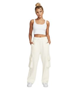 Comodi pantaloni da jogging da donna NIKE NSW Dance - Pantaloni sportivi comodi con tasche cargo - Pantaloni in cotone FV7512-133 - Bianco sporco