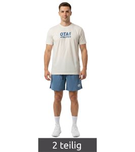 Ensemble de sport 2 pièces pour homme Dylan, tenue de gym performante avec t-shirt et short beige/bleu