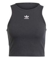 adidas Women's Ribbed Crop Top Cotton Fitness Shirt IJ8251 Black