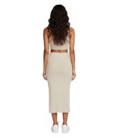 Jupe midi Nike pour femme, côtelée avec logo Swoosh brodé, en coton beige FQ1636-104