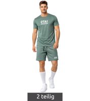 Completo sportivo da uomo OTAX 2 pezzi con t-shirt e pantaloncini, colore verde