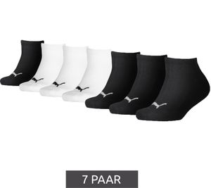 Lot de 7 paires de chaussettes PUMA pour enfants (filles et garçons), en coton à coutures plates, référence 701222093 001, noir et blanc