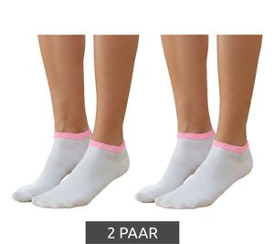 2 paia di calzini da donna per scarpe da ginnastica, 90 denari, in cotone opaco e caldo, bianco/rosa