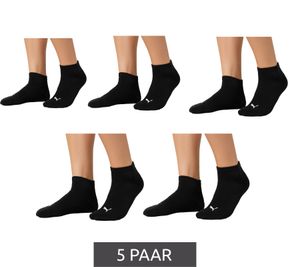 5 Pairs of PUMA Unisex Sneaker Cotton Socks with Flat Seams 100003751 001 Black