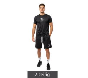 2-Piece ON THAT ASS Zane Men's Sports Set, Training Set, Gym Outfit with T-Shirt & Shorts, Black