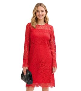 Elegant Women's Lace Mini Dress with Long Puff Sleeves, Evening Dress 912856 Red