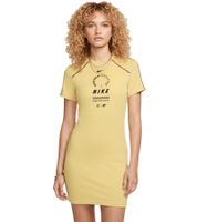 Robe Nike femme à manches courtes, imprimé logo, 100 % coton, jaune (HF5955-700)