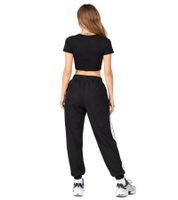 adidas Damen Rippstrick-T-Shirt Crop-Top mit gesticktem Logo Baumwoll-Shirt II8057 Schwarz