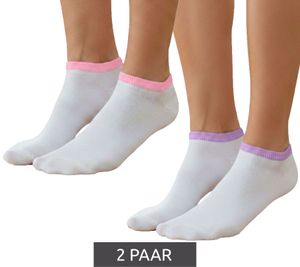 Lot de 2 paires de chaussettes pour femmes, 90 deniers, opaques et chaudes en coton, blanc/rose ou blanc/lilas