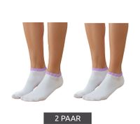 Lot de 2 paires de chaussettes pour femmes, 90 deniers, opaques et chaudes en coton, blanc/rose ou blanc/lilas