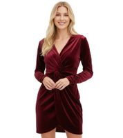 Timeless Women's Mini Velvet Party Dress with Long Sleeves 923699 Bordeaux Red