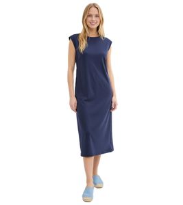 Comfortable Women's Maxi Dress, Cotton Dress with Short Sleeves and Slit, 934764 Dark Blue