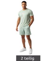 2-Piece ON THAT ASS Zane Men's Workout Set, Gym Outfit with T-Shirt & Shorts, Green