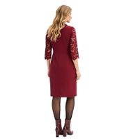 Classic Women's Business Mini Dress with Lace and Double-Breasted Buttons 921519 Burgundy