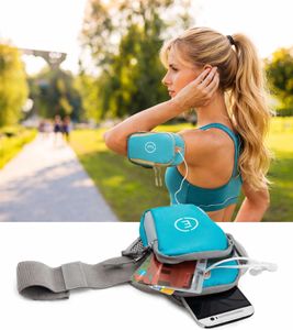 Echelon Lime Sports Armband Pouch for Phones with Headphone Opening, Jogging Armband, Phone Case, Blue