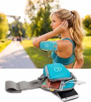 Echelon Lime Sports Armband Pouch for Phones with Headphone Opening, Jogging Armband, Phone Case, Blue