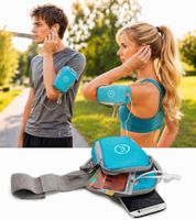 Echelon Lime Sports Armband Pouch for Phones with Headphone Opening, Jogging Armband, Phone Case, Blue