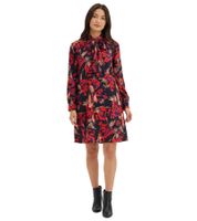 Wide Women's Mini Dress with Floral Print and Tie Neck Chiffon Dress 937133 Blue/Red/Multicolor