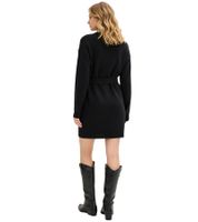 Cozy Women's Knit Dress, Long-Sleeved Mini Dress with Belt 921406 Black