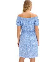 Lightweight Women's Summer Dress with Floral Print, Off-the-Shoulder Neckline 915957 Blue/White