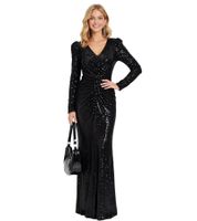 Sparkling Women's Evening Dress, Long-Sleeved Sequin Maxi Dress 950315 Black