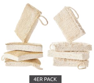 4er Pack Saugstarker Swuper Spülschwamm nachhaltiger Schwamm Putzmittel aus Luffa oder Baumwolle Beige/Weiß