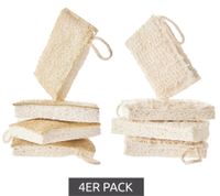 4er Pack Saugstarker Swuper Spülschwamm nachhaltiger Schwamm Putzmittel aus Luffa oder Baumwolle Beige/Weiß