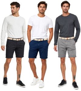 klassische 11 PROJECT PRFribus Herren Chino Shorts inkl. Gürtel mit Knopf und Reißverschluss Shorts 20714807ME in Blau, Schwarz oder Grau