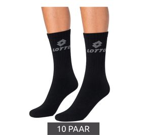 10 Paar LOTTO Sport-Socken Damen und Herren Trainings-Socken Tennis-Strümpfe Baumwoll-Socken Schwarz