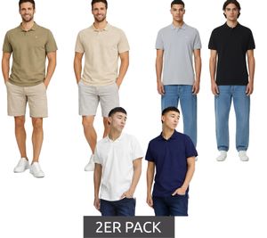 2-Pack Classic BLEND Men's Cotton Polo Shirts Shirt 20718074 White/Blue, Beige/Brown, or Gray/Black