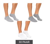 Sustainable 30 Pairs of Unisex Cotton Socks, Simple Sneaker Socks, Ankle Socks, Stockings, Gray/White/Light Gray/Light Blue/Blue