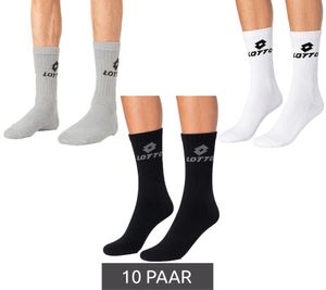 10 Pairs of LOTTO Sport Socks for Men and Women - Training Socks, Tennis Socks, Cotton Socks - White, Gray, or Black