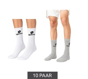 10 Paar LOTTO Sport-Socken Damen und Herren Trainings-Socken Tennis-Strümpfe Baumwoll-Socken Weiß, Grau oder Schwarz