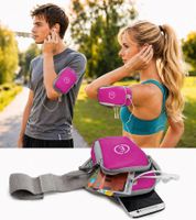 Echelon Lime Sports Armband for Phones with Headphone Opening, Jogging Armband, Phone Case, 30cm Wrist Circumference, in Pink, Blue, Gray, or Black