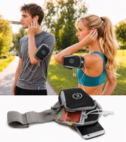 Echelon Lime Sports Armband for Phones with Headphone Opening, Jogging Armband, Phone Case, 30cm Wrist Circumference, in Pink, Blue, Gray, or Black