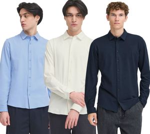 Classic CASUAL FRIDAY CFFolke LS Men's Long-Sleeve Business Shirt with Button Placket 20505638 Light Blue, White, or Dark Blue