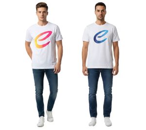 Colorful Formula E Men's T-Shirt, Cotton Shirt with Colorful Formula E Logo, Summer Shirt 701223579, White/Blue or White/Pink/Yellow
