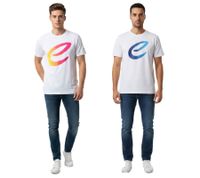 farbenfrohes Formula E Herren T-Shirt Baumwoll-Shirt mit buntem Formula E Logo Sommer-Shirt 701223579 Weiß/Blau oder Weiß/Pink/Gelb