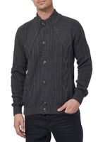 Classic Men's Chunky Knit Cardigan with Stand-Up Collar and Button Placket - Textured Cardigan 13401 - Black, Navy, or Gray