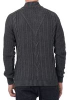 Classic Men's Chunky Knit Cardigan with Stand-Up Collar and Button Placket - Textured Cardigan 13401 - Black, Navy, or Gray