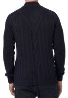 Classic Men's Chunky Knit Cardigan with Stand-Up Collar and Button Placket - Textured Cardigan 13401 - Black, Navy, or Gray