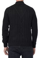 Classic Men's Chunky Knit Cardigan with Stand-Up Collar and Button Placket - Textured Cardigan 13401 - Black, Navy, or Gray