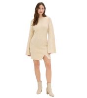 Cozy Women's Knit Dress with Bell Sleeves, Wool Dress, Mini Dress 922959 Sand-Beige